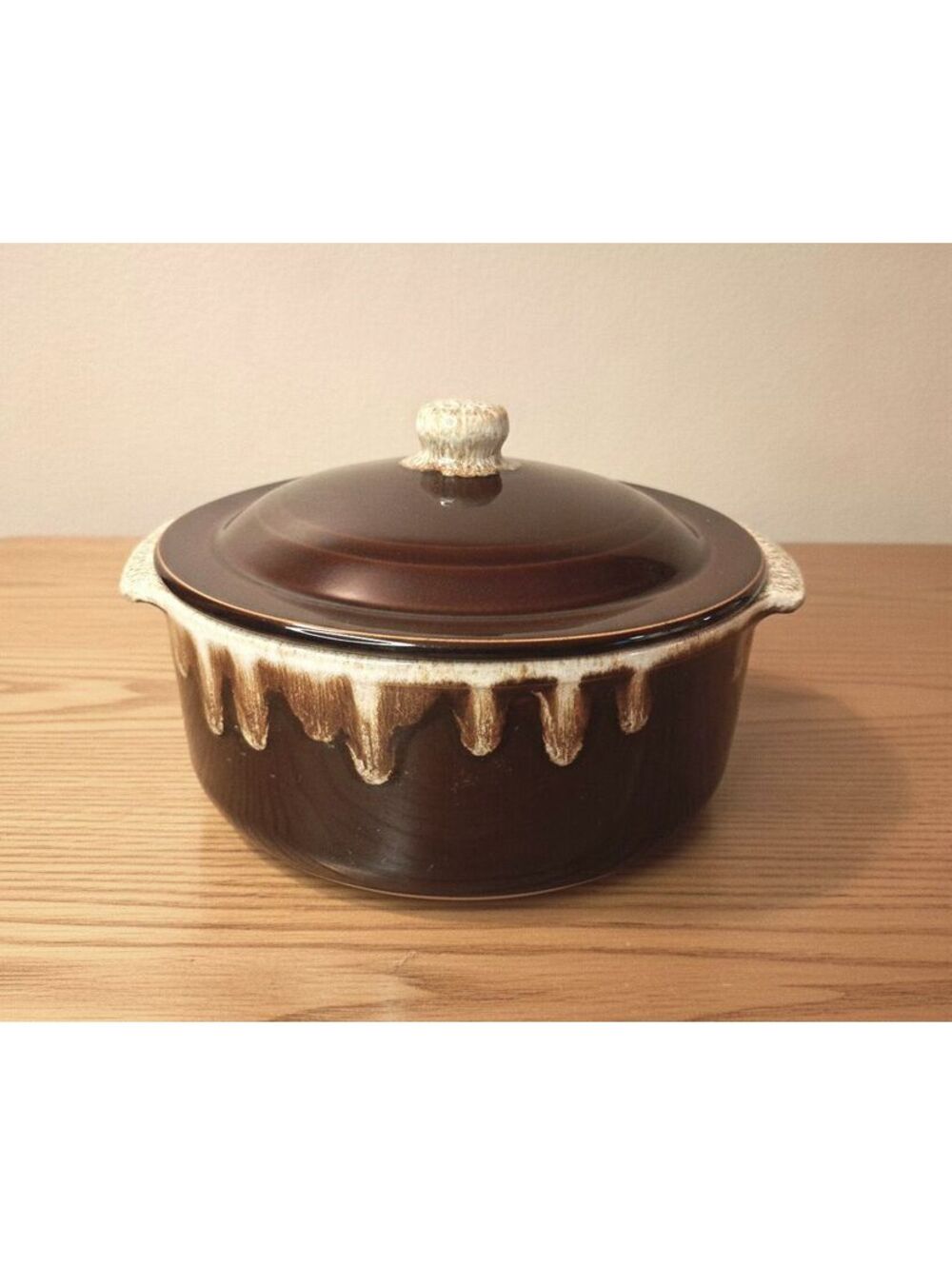 Vintage Pfaltzgraff Brown Drip-Glaze Ceramic Oven-safe Casserole Dish w/ Lid